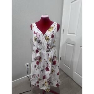 Floral Print Sleeveless Dress V-Neck White Colorful Casual
